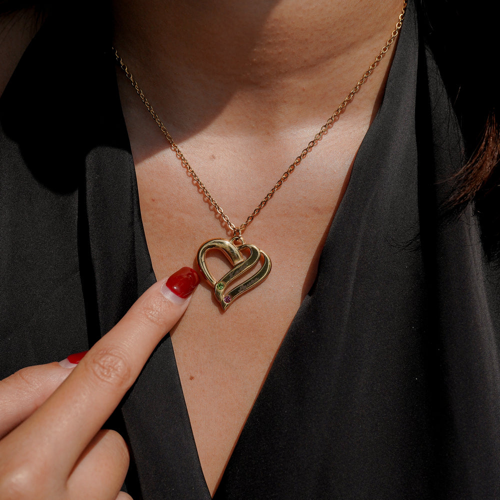 Personalised Heart Necklace – Two Names & Two Birthstones