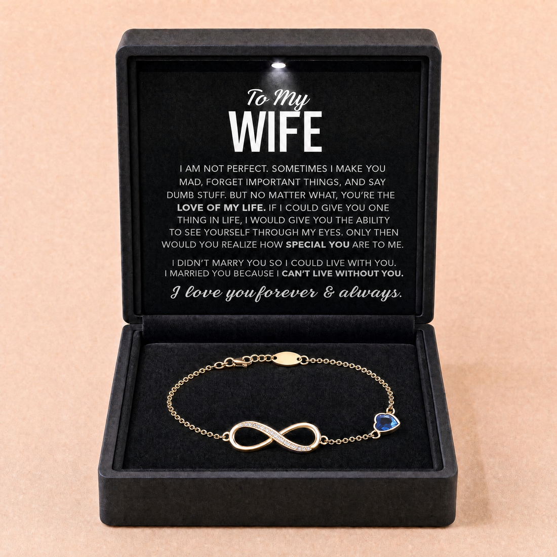To My Wife – Infinity Birthstone Bracelet