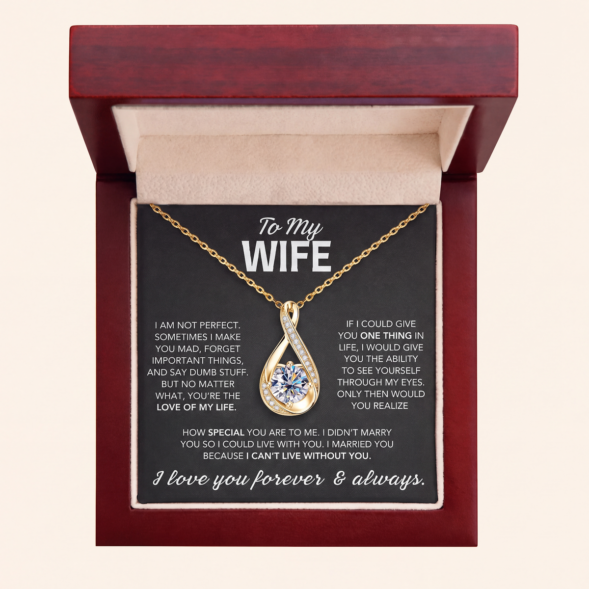To My Wife – Teardrop Solitaire Necklace