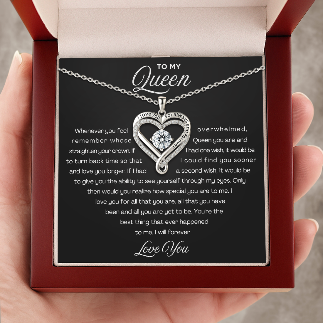 To My Wife – Engraved Heart Necklace with LED Box